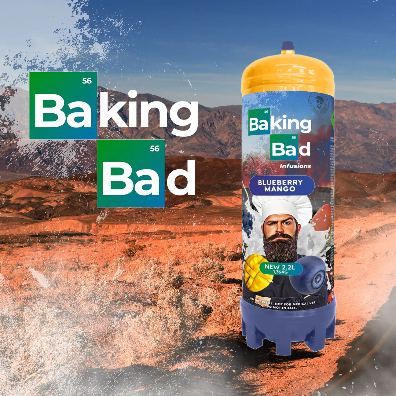 1 x Baking Bad 1364g/2.2L Cream Charger *NEW* Blueberry Mango